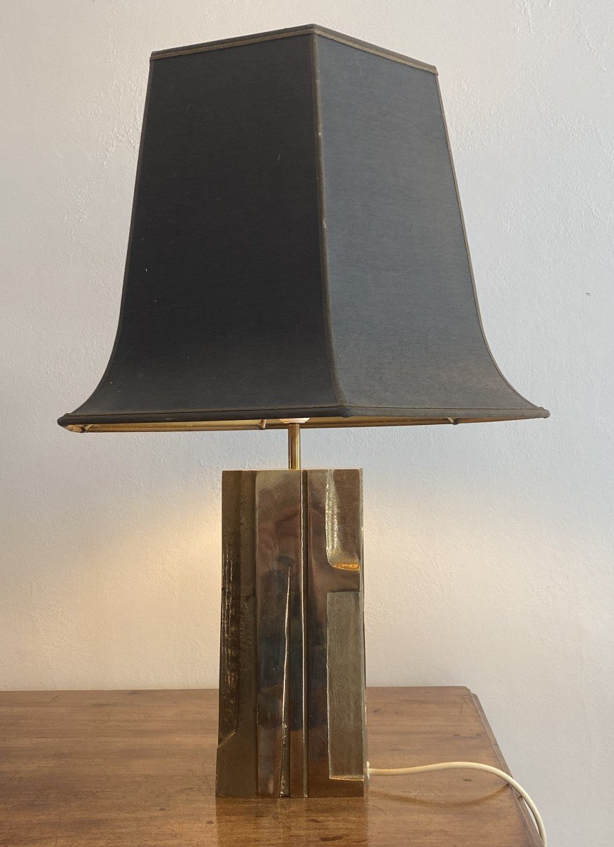 Mangematin Michel Sculpted Bronze Lamp 20th Century-photo-2