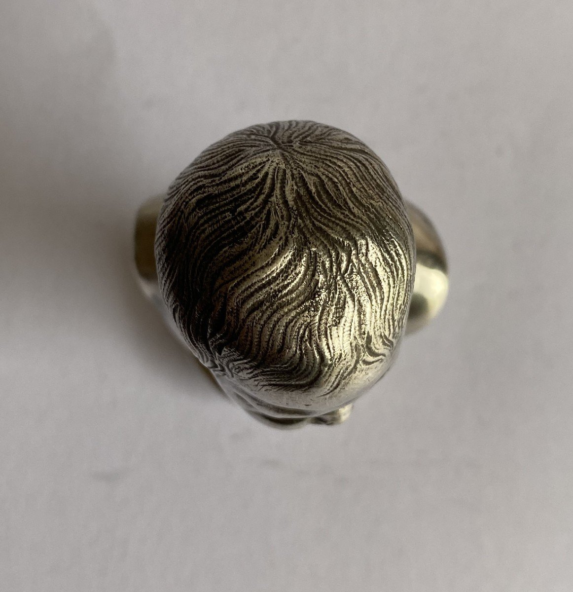 Seal, Wax Stamp In Silver Bronze Grimacing Child XIXth-photo-3