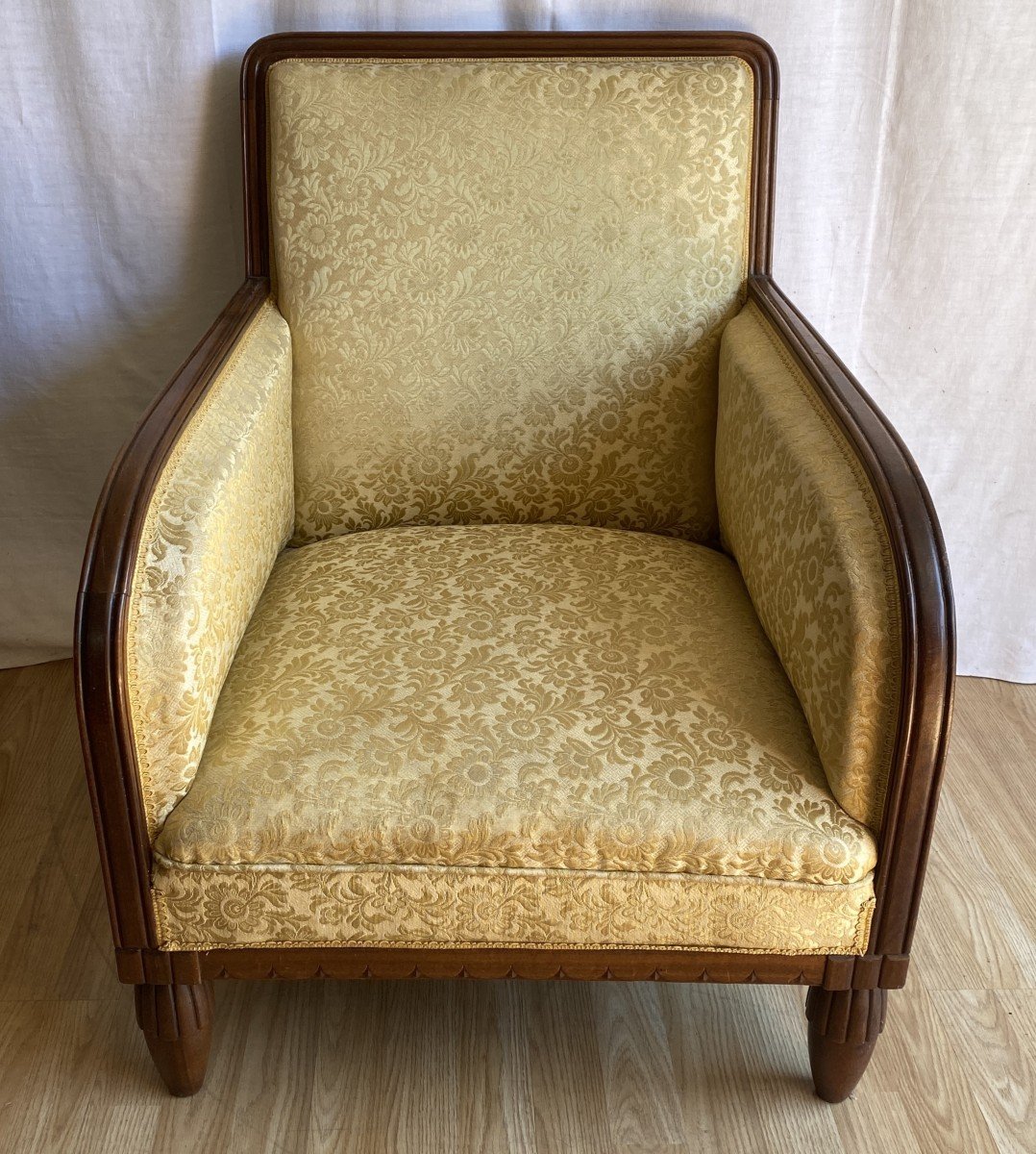 Pair Of 20th Century Art Deco Mahogany Armchairs-photo-3