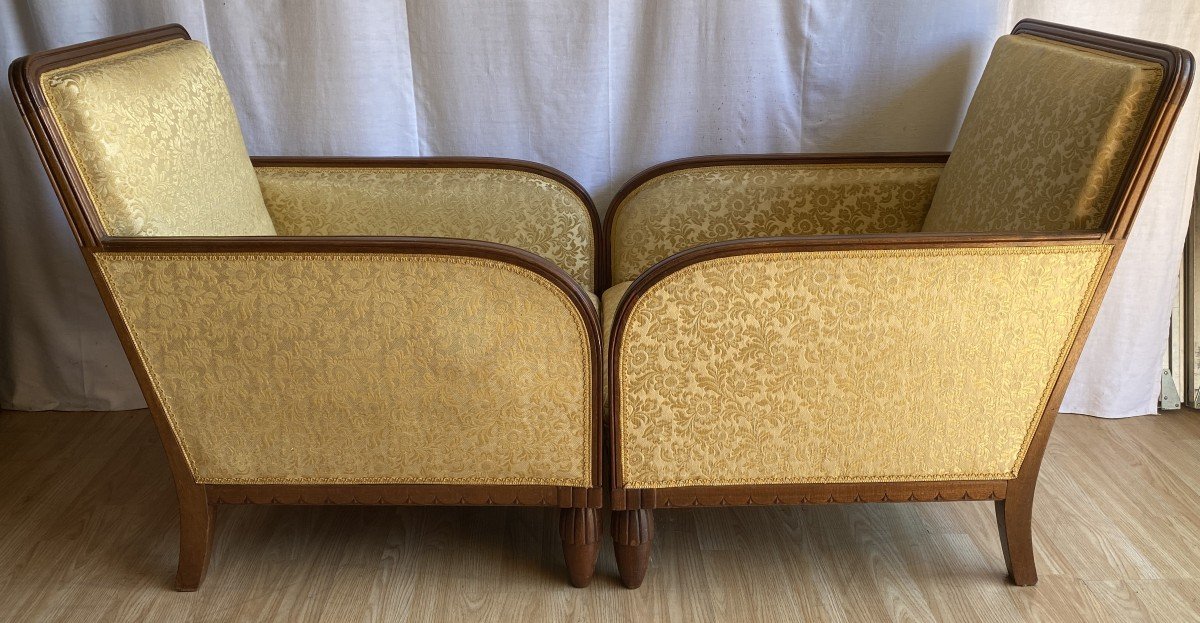 Pair Of 20th Century Art Deco Mahogany Armchairs-photo-4