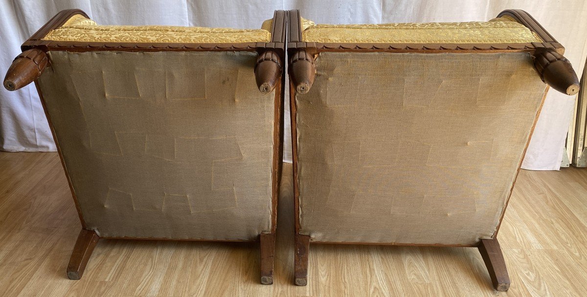 Pair Of 20th Century Art Deco Mahogany Armchairs-photo-5