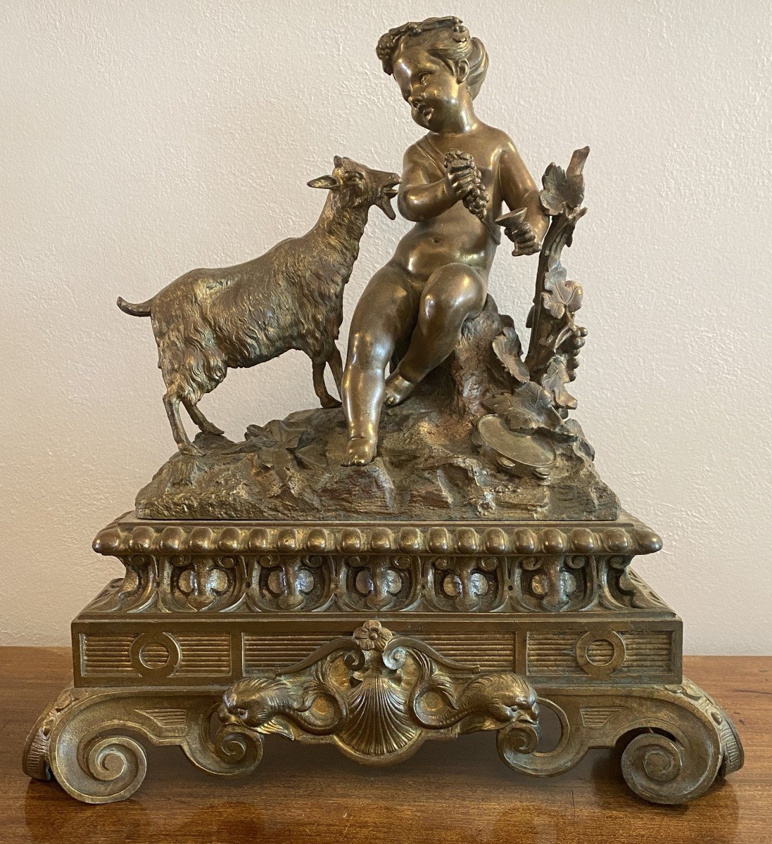 Grands Bronzes De Devant De Cheminée Décor De Putti Et De Chèvres XVIII ème-photo-3