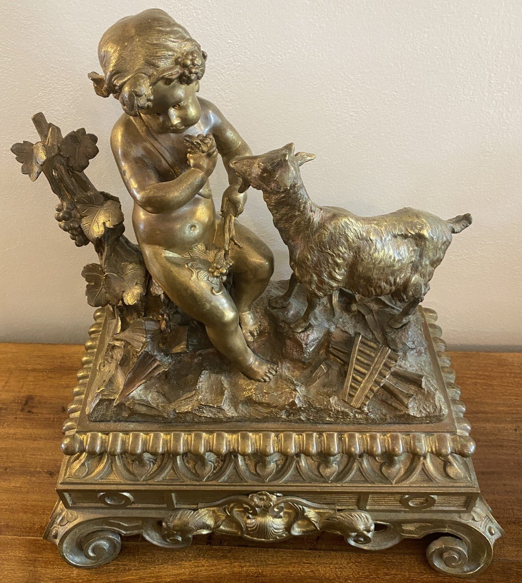 Grands Bronzes De Devant De Cheminée Décor De Putti Et De Chèvres XVIII ème-photo-4