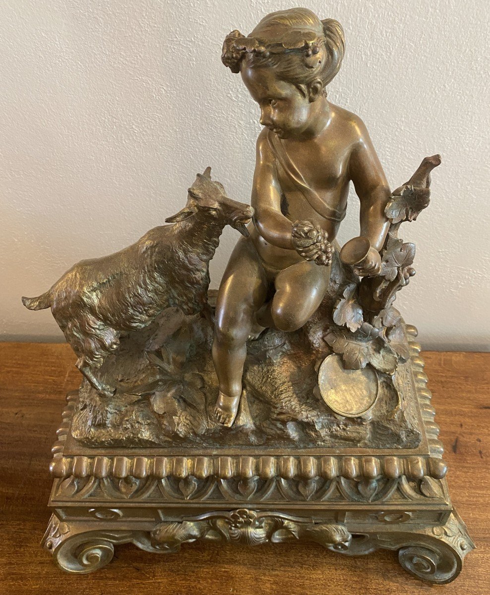 Grands Bronzes De Devant De Cheminée Décor De Putti Et De Chèvres XVIII ème-photo-1