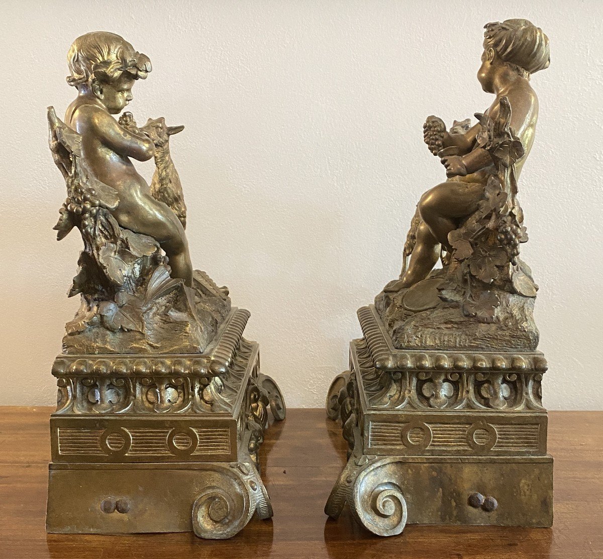 Grands Bronzes De Devant De Cheminée Décor De Putti Et De Chèvres XVIII ème-photo-2