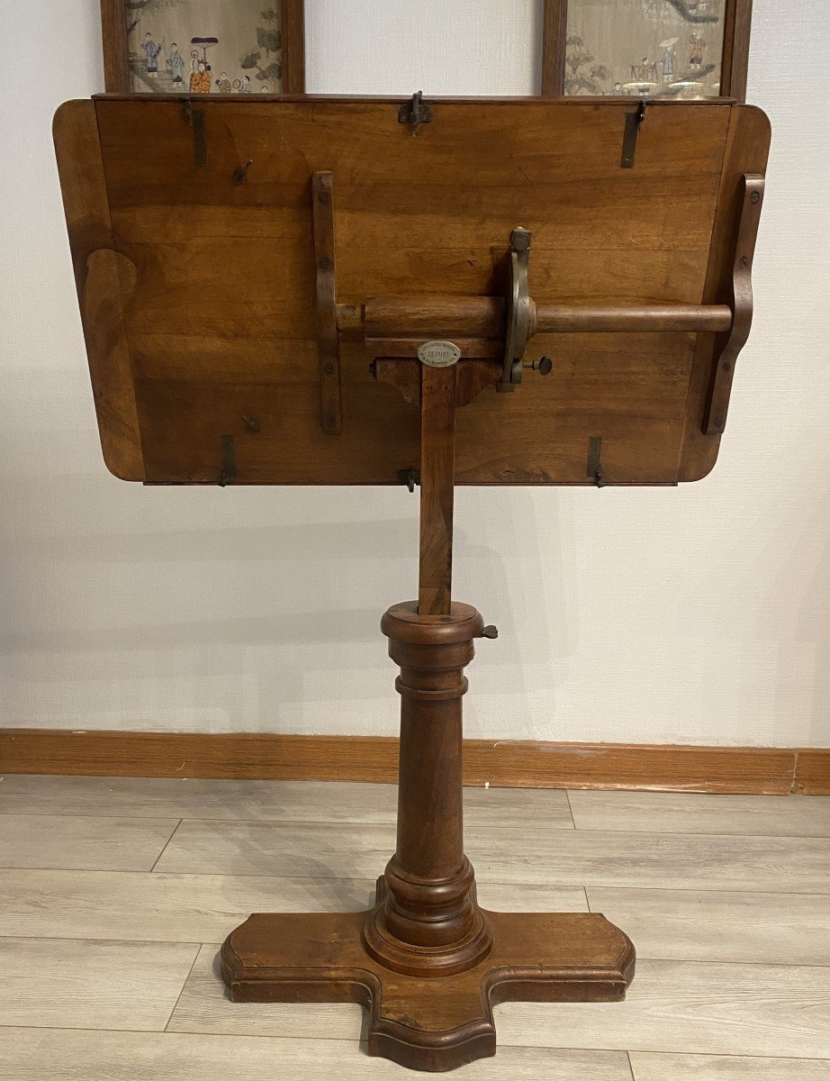 Lectern Or Table With Dupont System In Walnut, 19th Century-photo-1