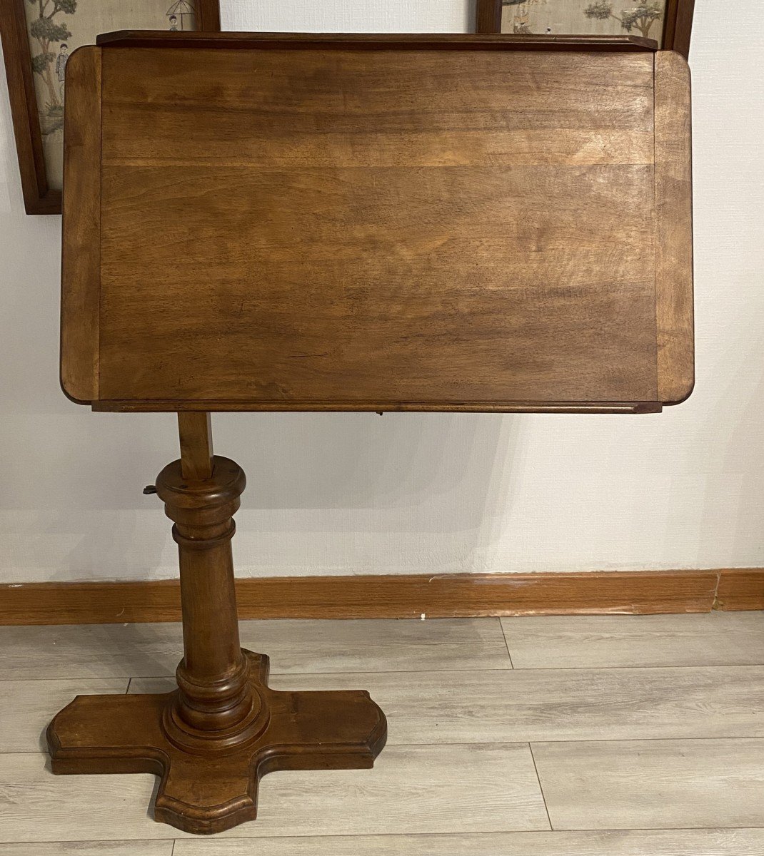 Lectern Or Table With Dupont System In Walnut, 19th Century-photo-6