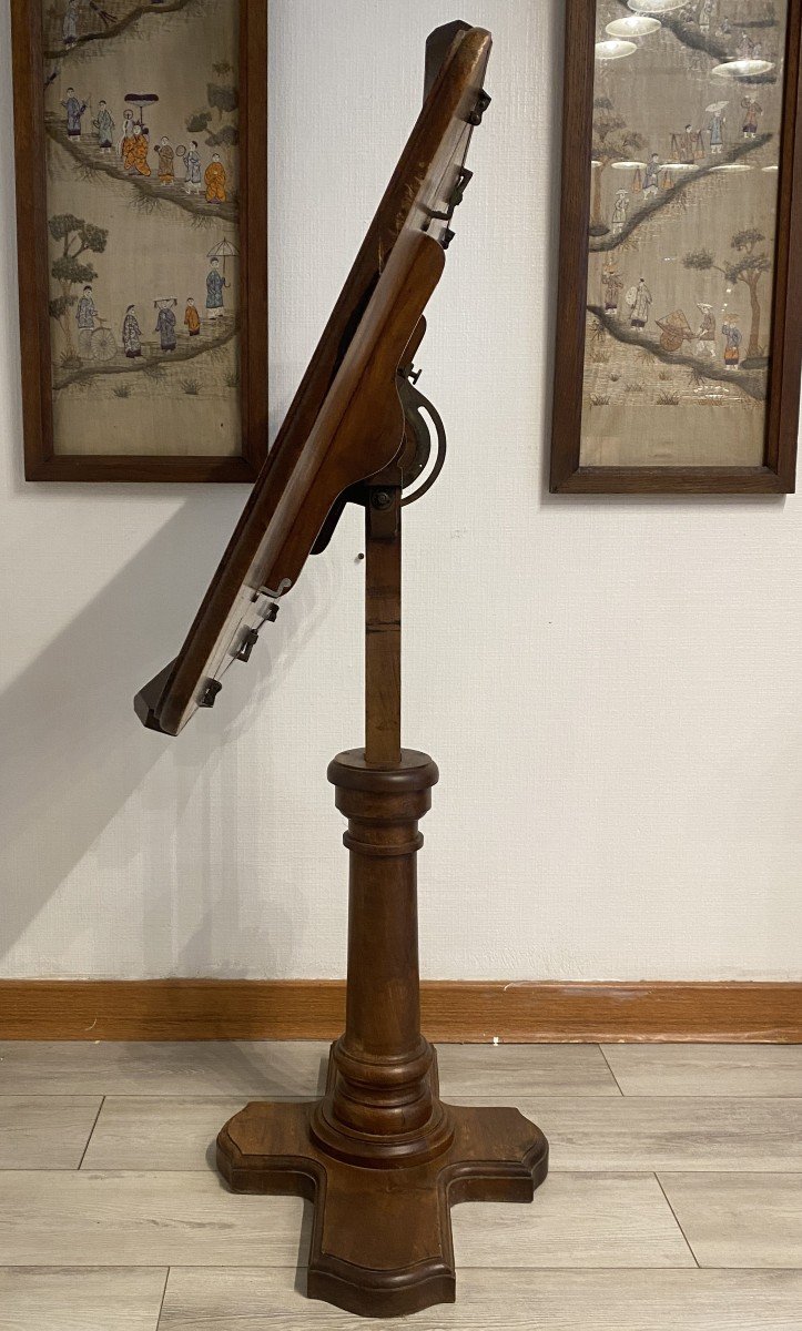 Lectern Or Table With Dupont System In Walnut, 19th Century-photo-7