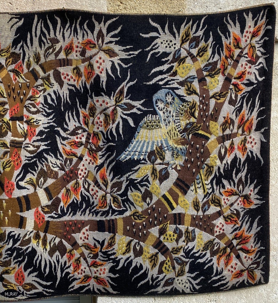 Large Aubusson Tapestry By Mr. Ray Day And Night 1960 Atelier Four Paris 20th Century-photo-3