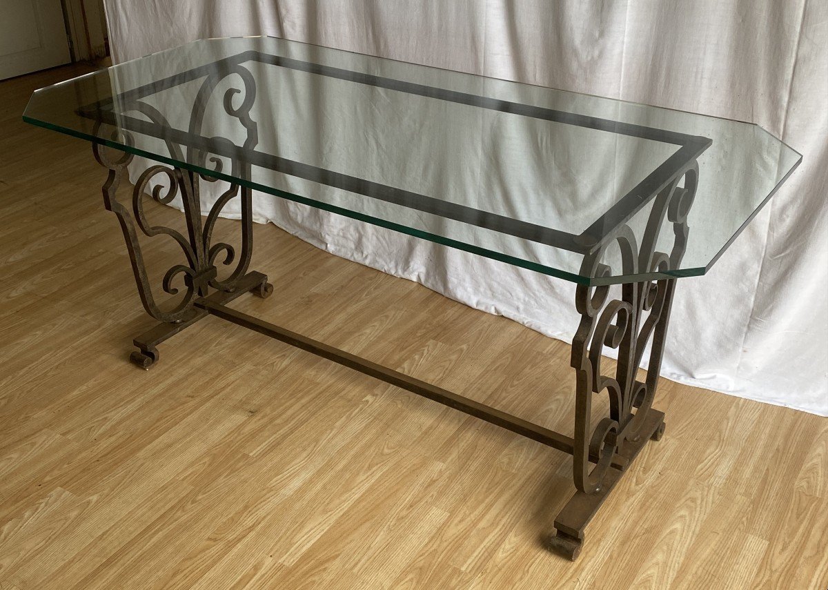 20th Century Wrought Iron Center Table Or Console-photo-1