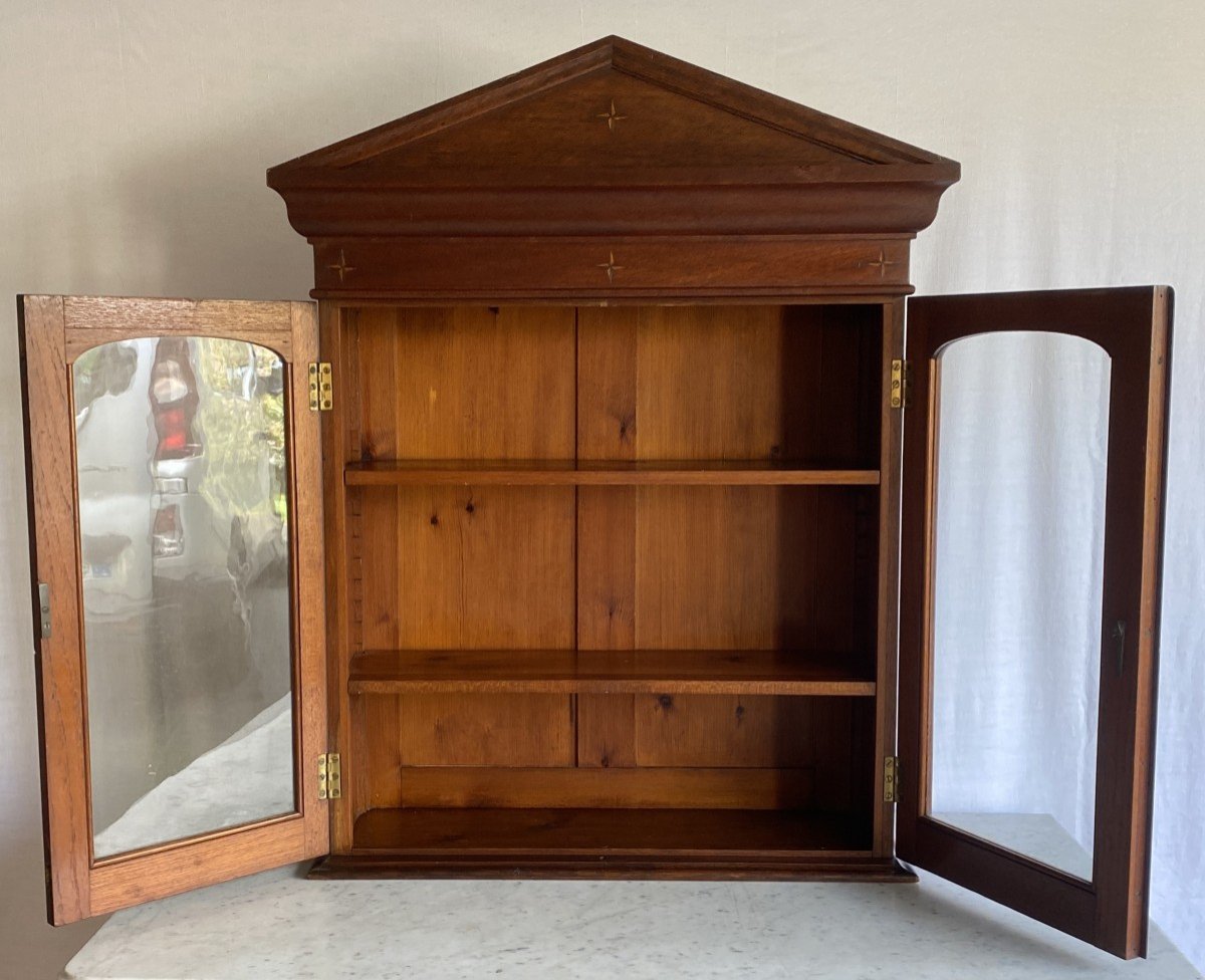 19th Century Mahogany Wall Shelf Display Cabinet-photo-4