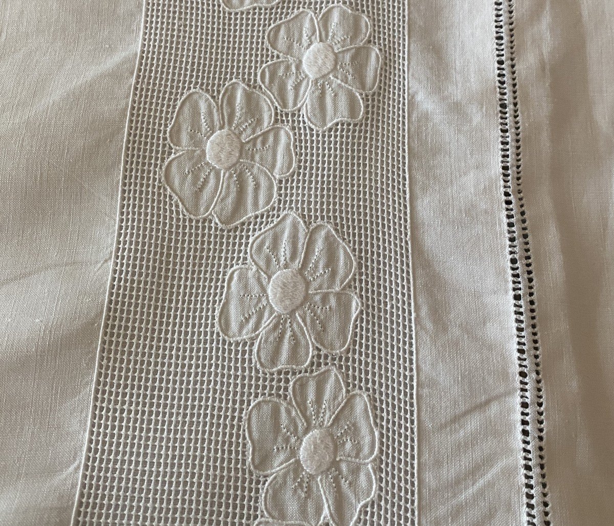 Pair Of 19th Century Flower Appliqué Pillowcases