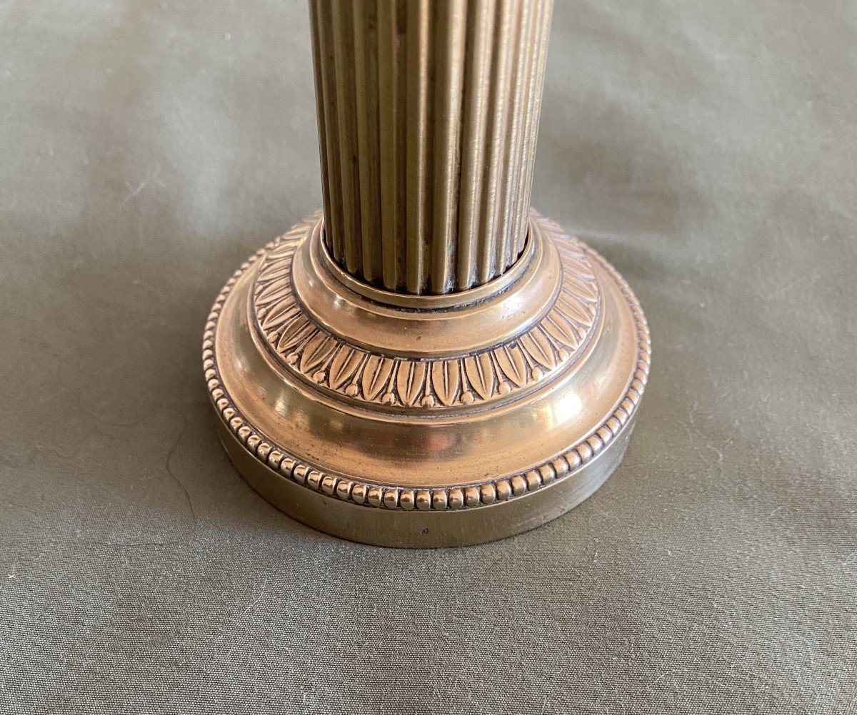 Pair Of Candlesticks Or Table Ends In Chiseled Gilt Bronze, 19th Century-photo-2