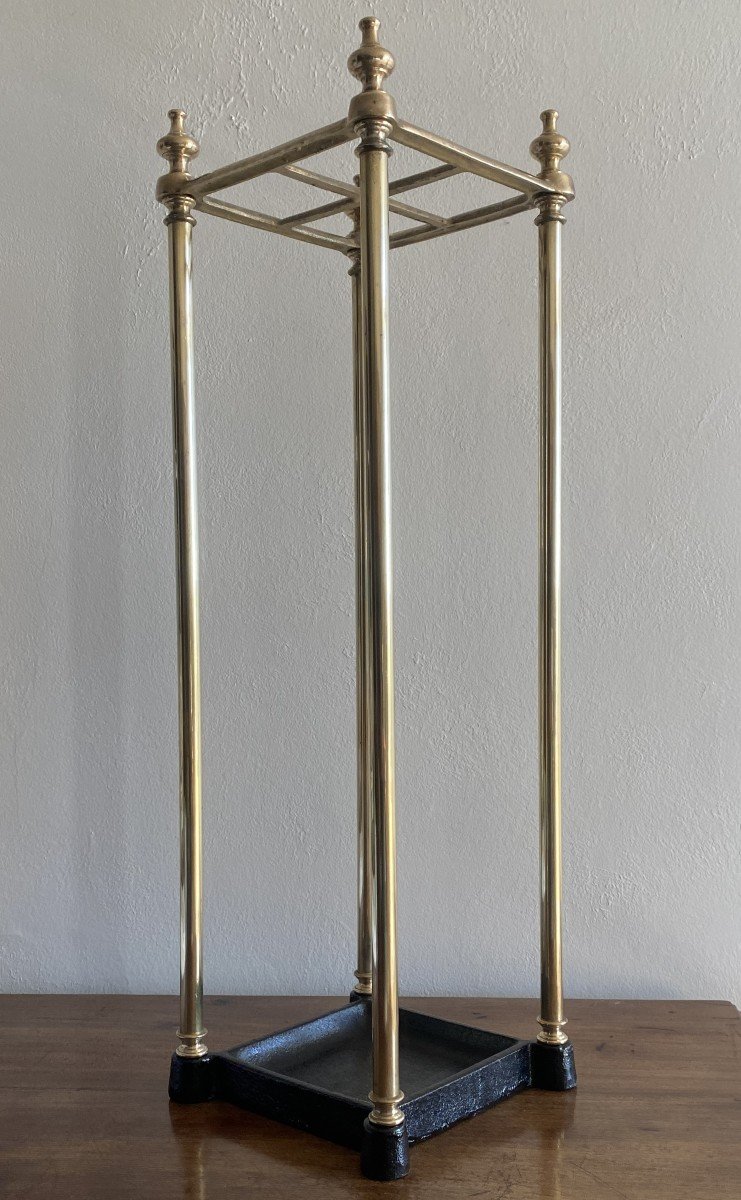 19th Century Brass And Bronze Umbrella Stand Or Cane Holder-photo-2