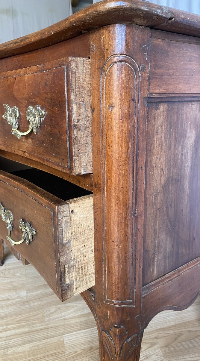 Louis XV Curved Chest Of Drawers In Walnut, 18th Century-photo-1