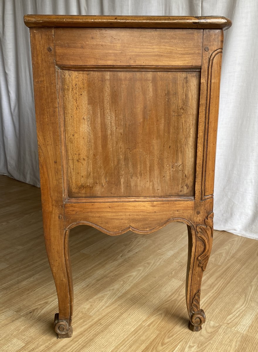 Louis XV Curved Chest Of Drawers In Walnut, 18th Century-photo-2