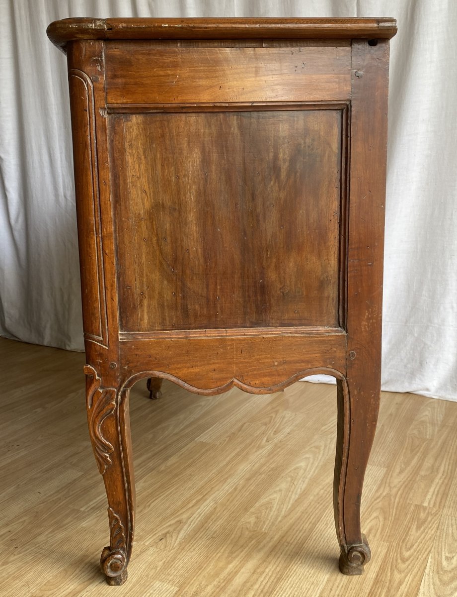 Louis XV Curved Chest Of Drawers In Walnut, 18th Century-photo-4