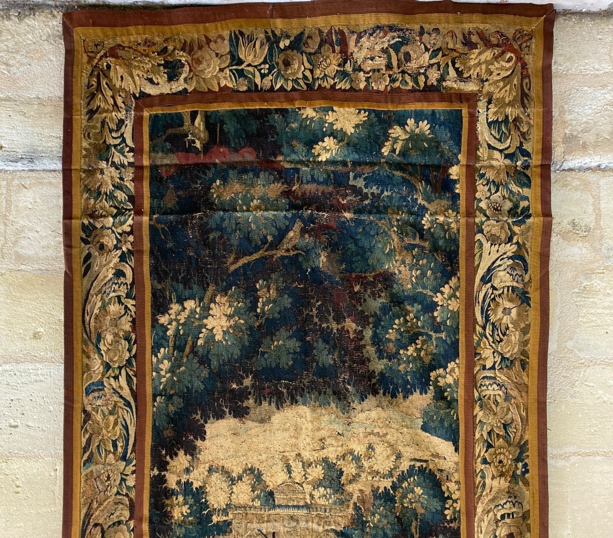 Aubusson Tapestry With Castle Decor, Greenery And Animals XVII-photo-2