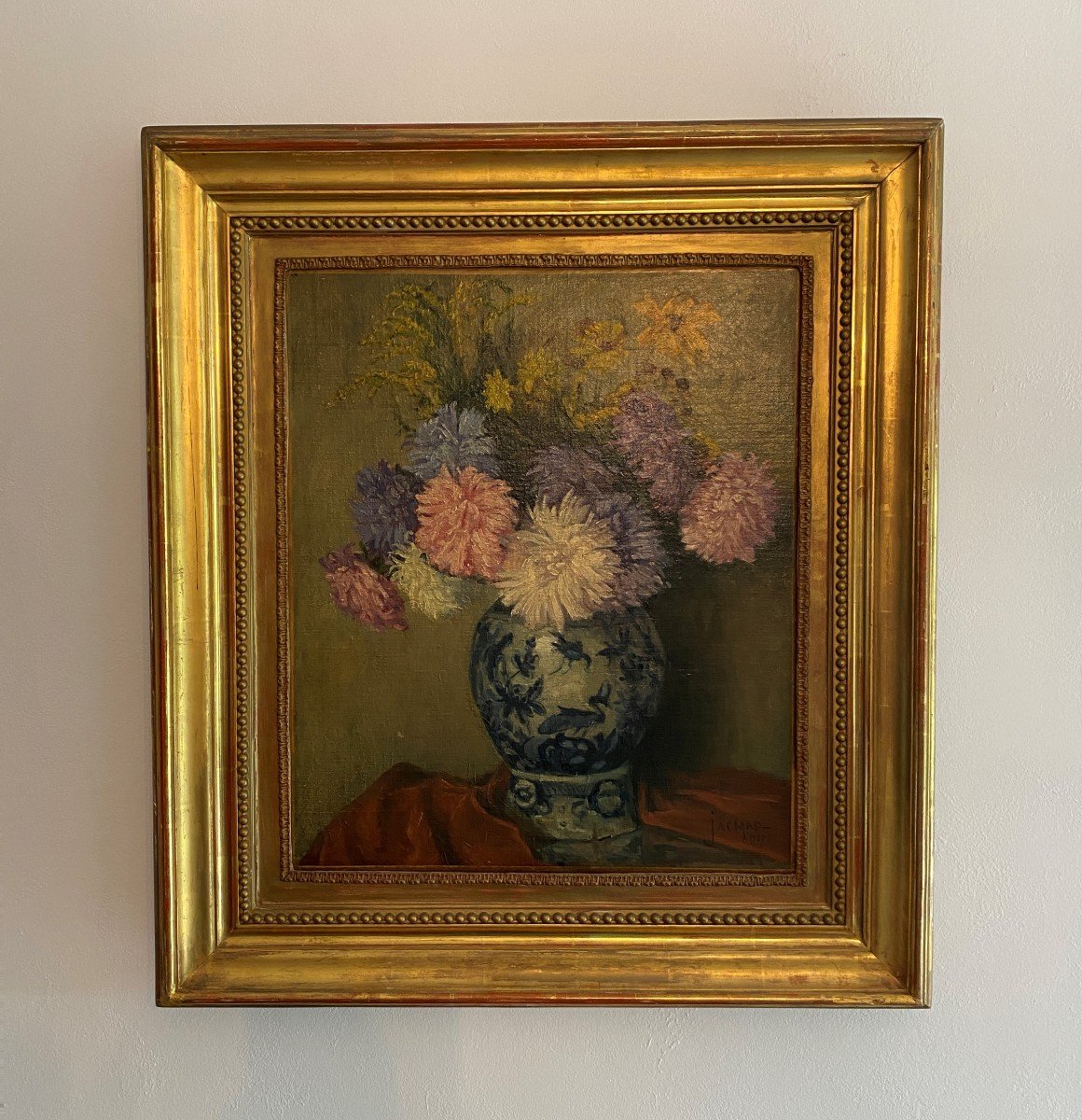 Jacmad Louisa Oil Painting On Canvas Representing A Bouquet Of Flowers XX Th-photo-4