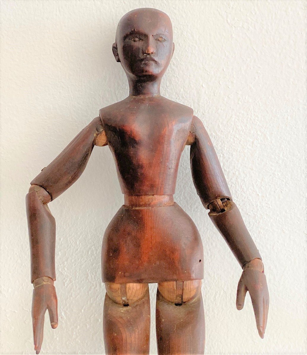 Mannequin Of Artist Painter Or Sculptor Articulated In Wood XVIII-photo-2