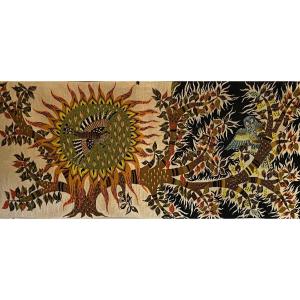 Large Aubusson Tapestry By M. Ray Day And Night 1960 Atelier Dufour Paris XXth