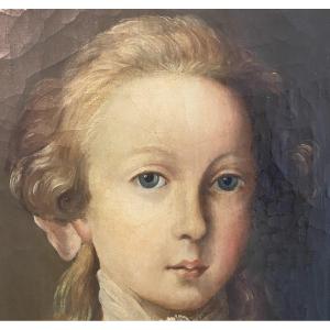 Painting Representing A Portrait Of A Child In Its Original 18th Century Frame