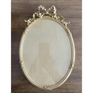 Large Oval Photo Frame In Bronze And Chiseled Brass Louis XVI Style 20th