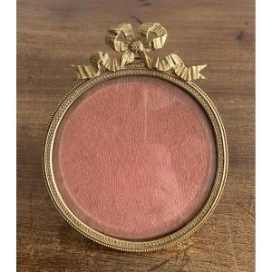 Round Photo Frame In Bronze And Chiseled Brass Louis XVI Style 19th