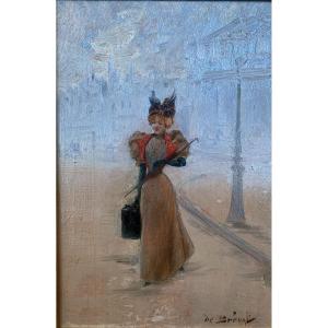 De Breval Henry Elegant Oil On Panel In Paris 19th Century