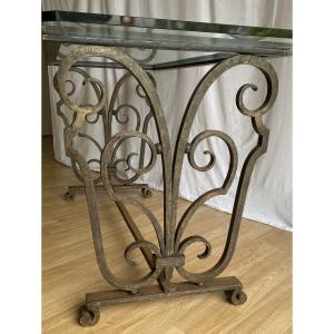 20th Century Wrought Iron Center Table Or Console