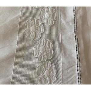 Pair Of 19th Century Flower Appliqué Pillowcases