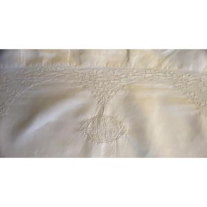 Pair Of 19th Century Embroidered Linen Pillowcases