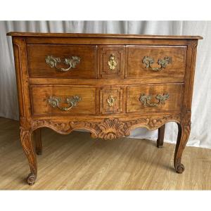 Commode Louis XV Galbée En Noyer XVIII ème N°2