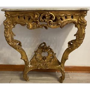 Console In Carved And Gilded Wood D Louis XV Period 18th