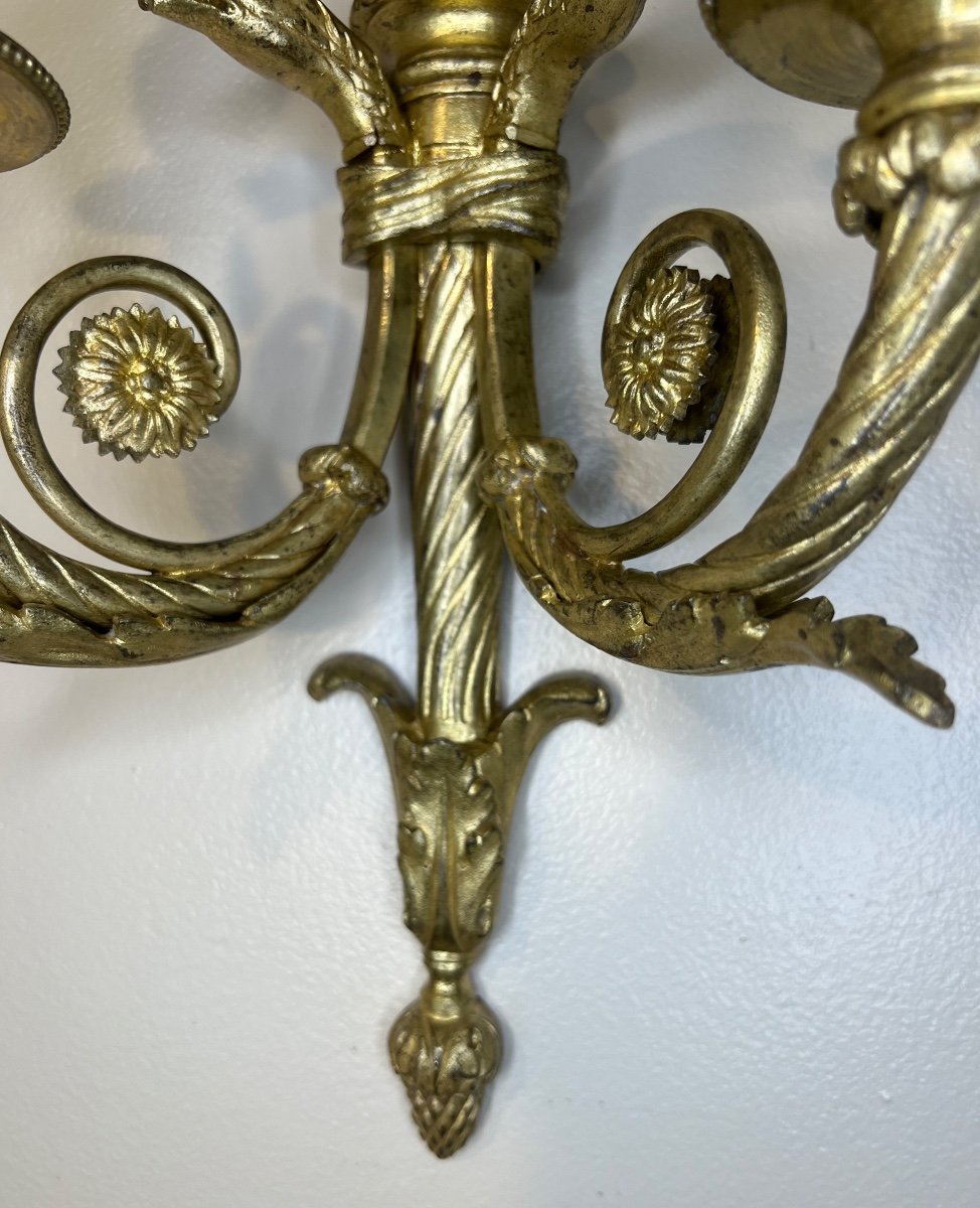 Large 19th Century Bronze Wall Lamp Decorated With Eagle Heads-photo-3