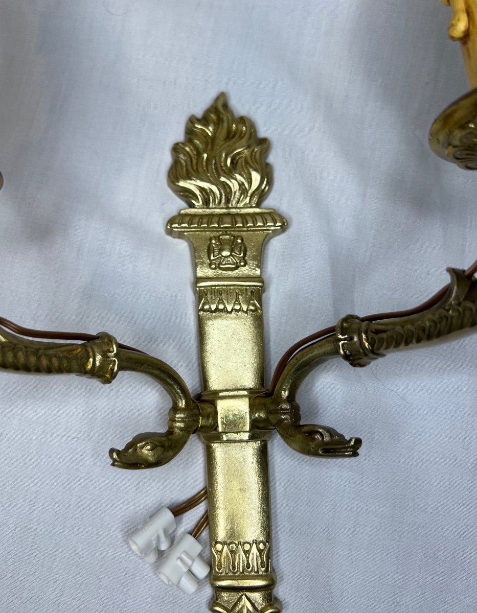 Pair Of Gilt Bronze Wall Torches-photo-4