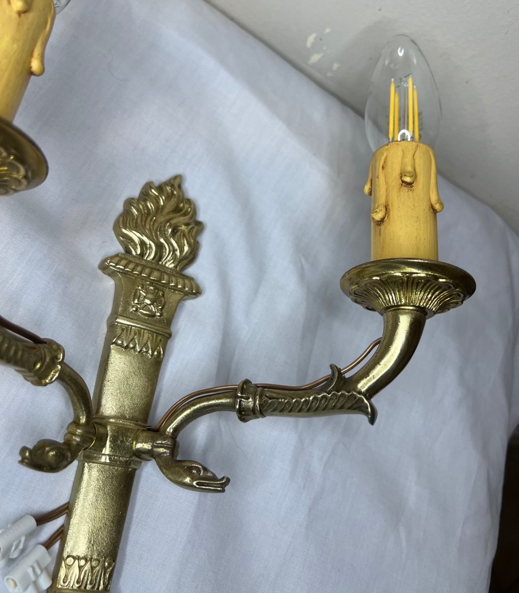 Pair Of Gilt Bronze Wall Torches-photo-1