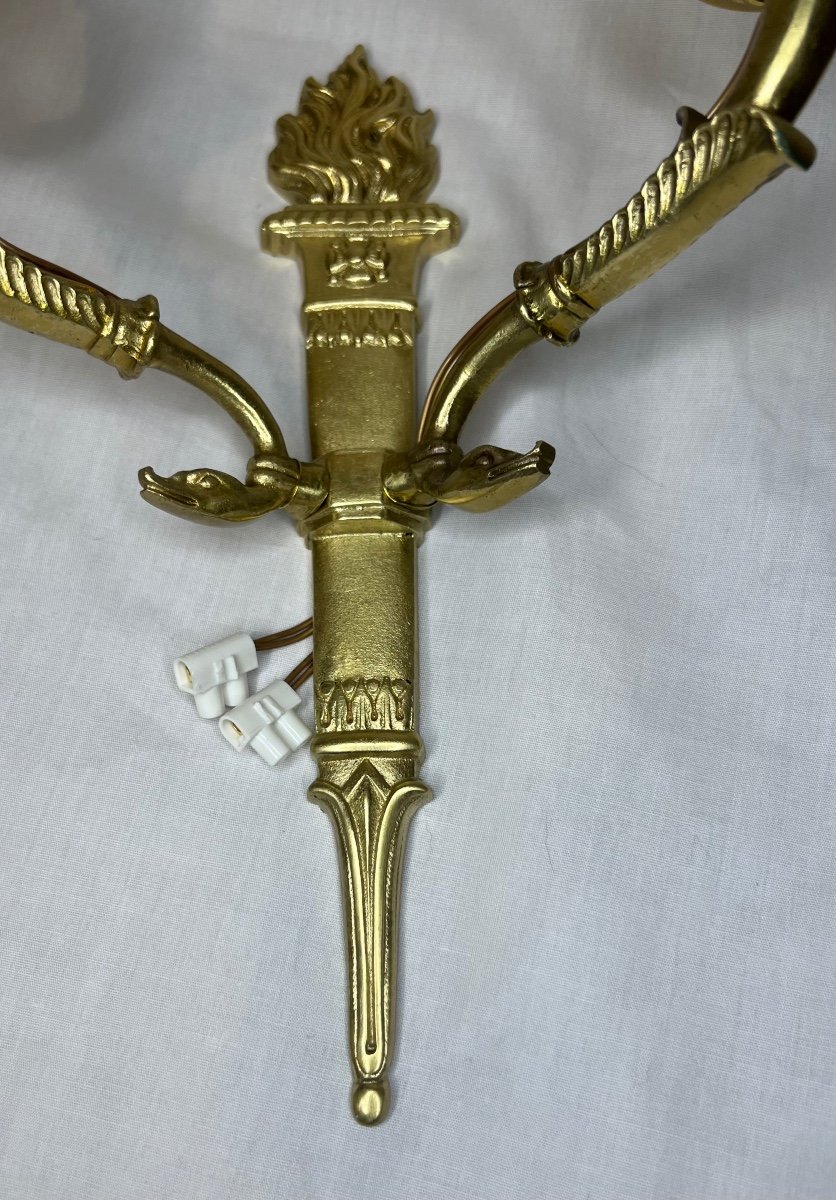 Pair Of Gilt Bronze Wall Torches-photo-2