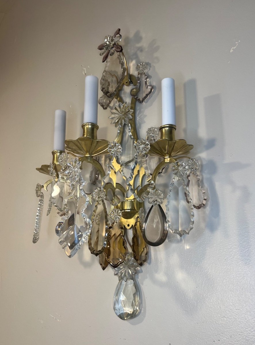 Grande Applique 3 Feux Bronze Et Cristal