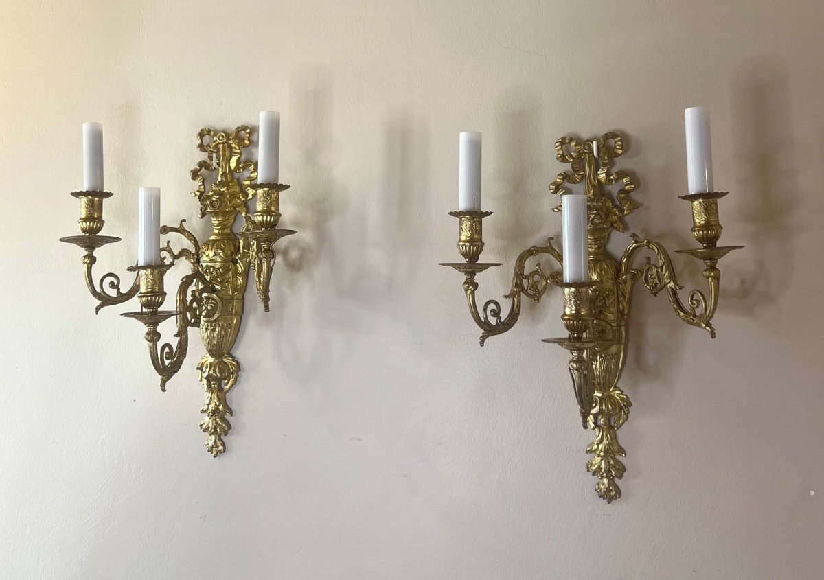 Pair Of Louis XVI Style Wall Lights-photo-3