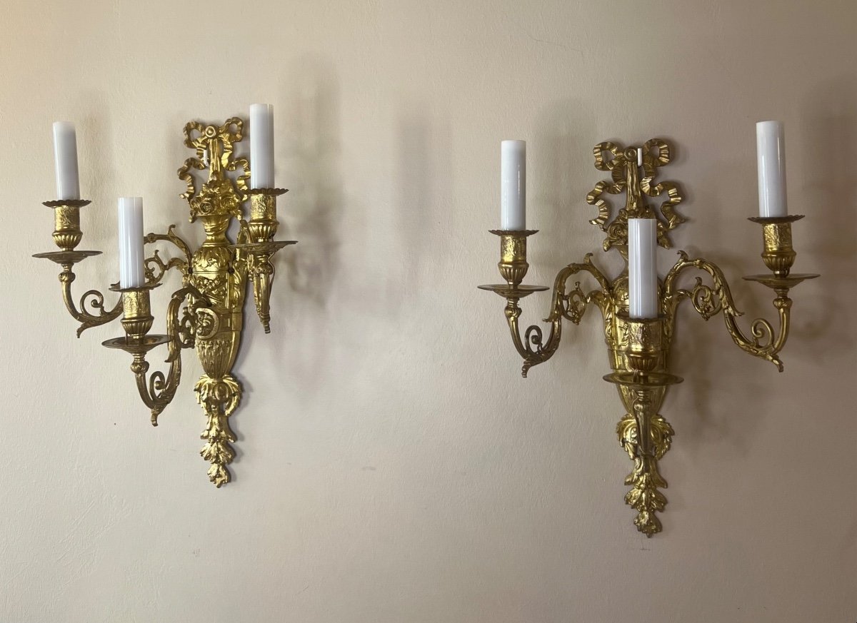 Pair Of Louis XVI Style Wall Lights-photo-5