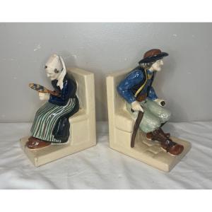 Ceramic, Quimper Henriot Bookend, Signed