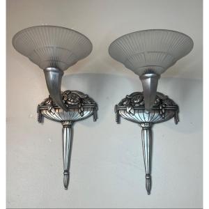 Pair Of Art Deco Wall Lights 