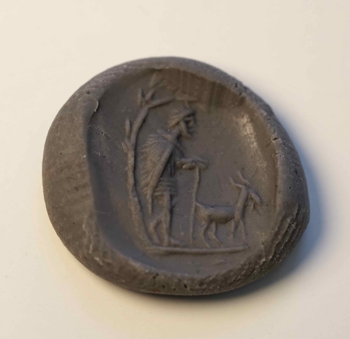 Beautiful Roman Intaglio On Amethyst: Shepherd (faustulus) And Goat -photo-2