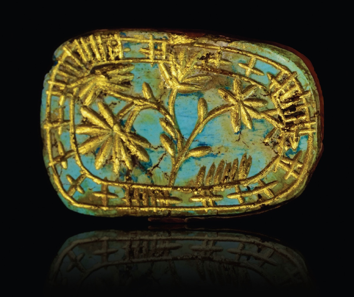  Persian Turquoise (q'jar - Qadjar - Firouzeh) With Engraved And Gilded Patterns.