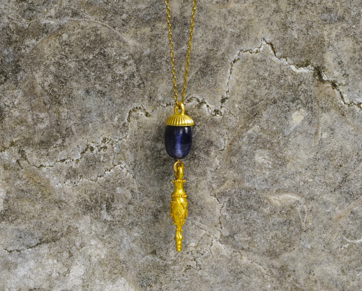 Roman Sapphire Pearl Pendant And Etruscan Gold Pendant