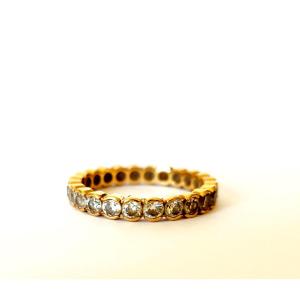 Very Beautiful Eternity / Eternity Alliance Ring In 18k Yellow Gold 