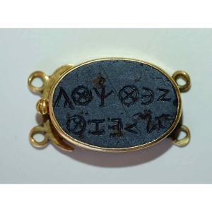 Magic Intaglio On Hematite Mounted On Gold