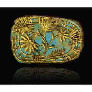  Persian Turquoise (q'jar - Qadjar - Firouzeh) With Engraved And Gilded Patterns.