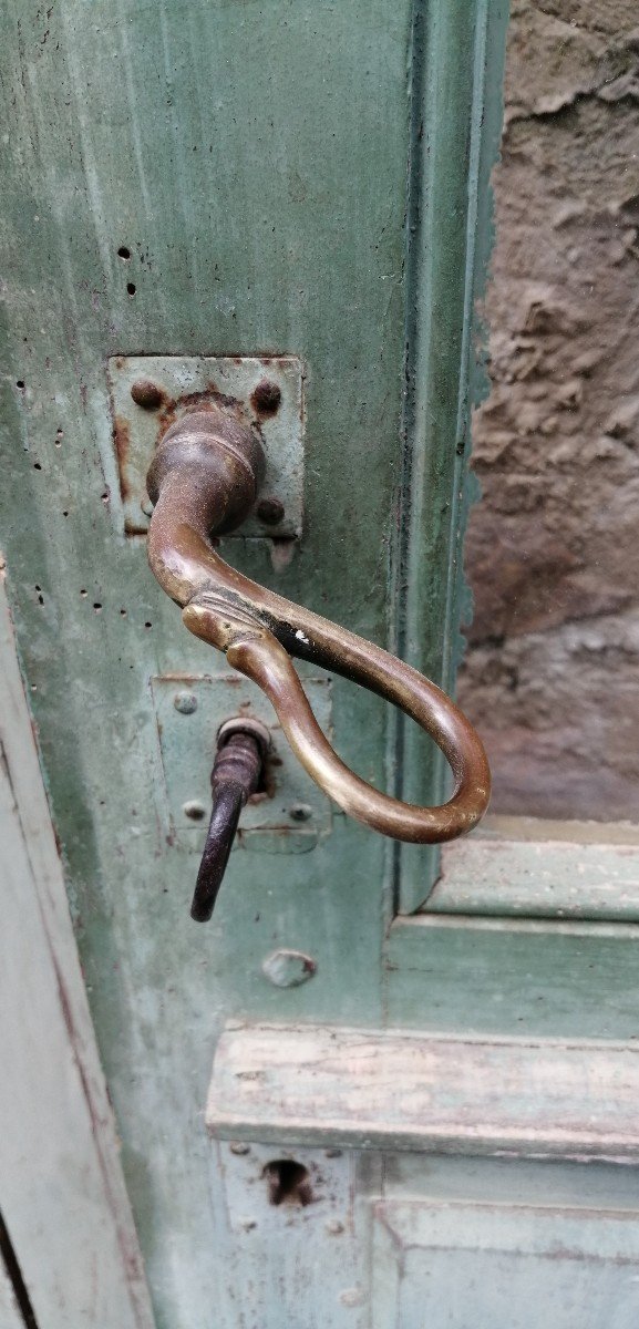 Porte En Pin Vitrée (6 Carreaux) Avec Son Imposte Et Son Volet Amovible-photo-3